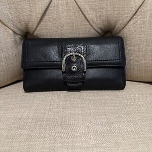 Coach Black Checkbook Wallet